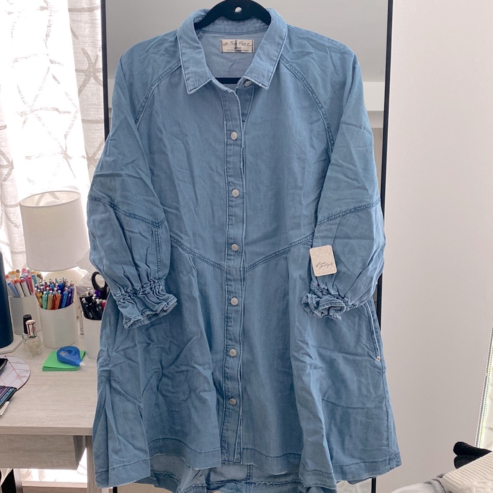 Free People Denim Dress with Pockets (NWT)